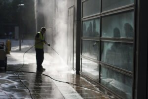 Commercial building washing services cleaning office exterior facade