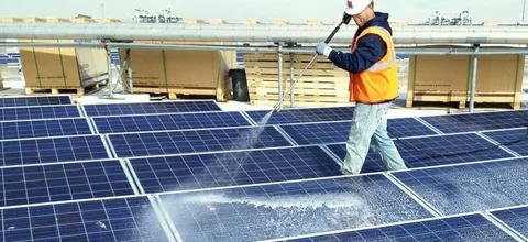 Eco-friendly solar panel cleaning and routine inspection service for residential solar arrays.